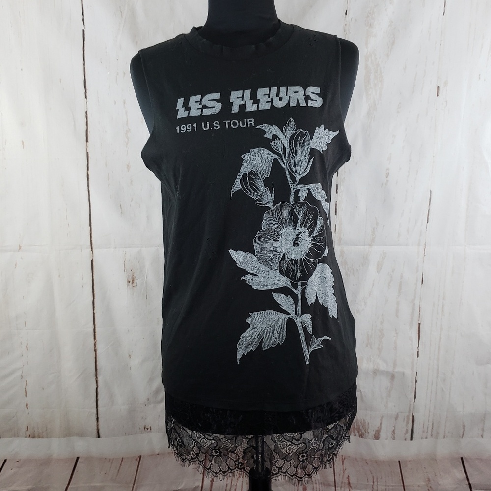 TOPSHOP Les Fleurs Lace Trim Tank Sz 4 NWOT